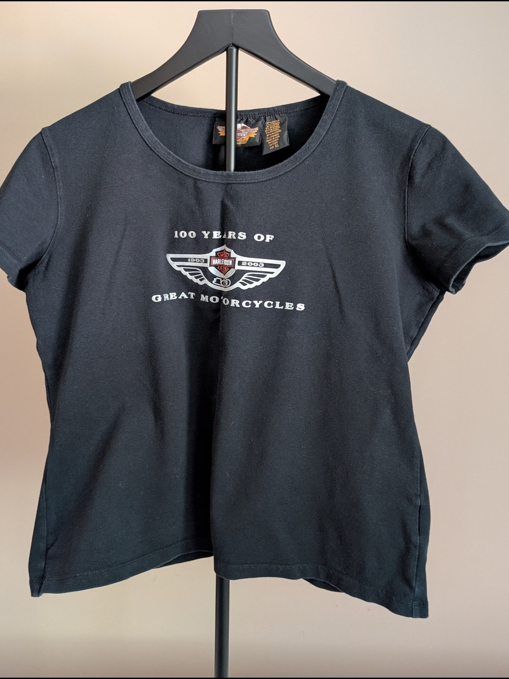 Harley-Davidson Vintage 100 Year Anniversary Black Tee With Silver Logo